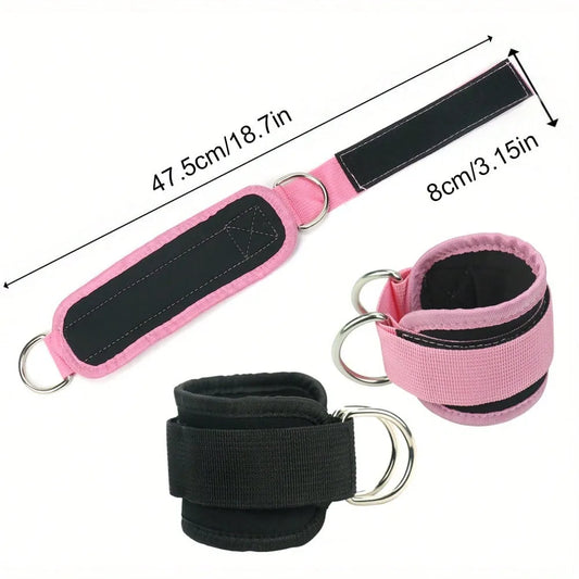 3Piece Set Natural Latex Yoga Resistance Bands, Hip and Leg Shaping Trainer with Ankle Straps for Home Gym Multi-Level Fitness E