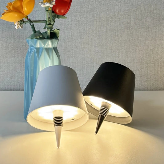 Wireless Bottle Lamp Shade Portable LED Bottle Lamp 3 Color Stepless Dimming Night light for Bedroom Bar Restaurants Party Decor