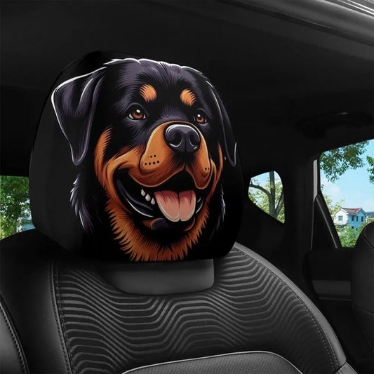 A two-piece set of loyal and cute tongue-sticking dog car headrest covers, suitable for long-distance driving or daily commuting