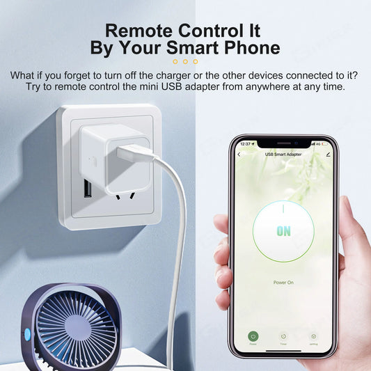 GIRIER Tuya Smart Micro USB Adaptor Switch 5V WiFi Mini USB Power Adaptor Works with Alexa Hey Go ogle Alice for Smart Home