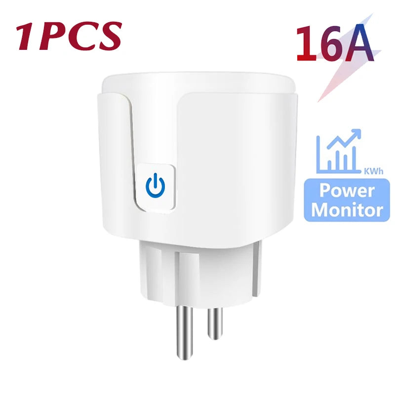 Tuya Smart Socket WIFI 16A/20A EU Plug With Monitoring Timing Function Smart Home Electronic Power Outlet Alexa Google Home