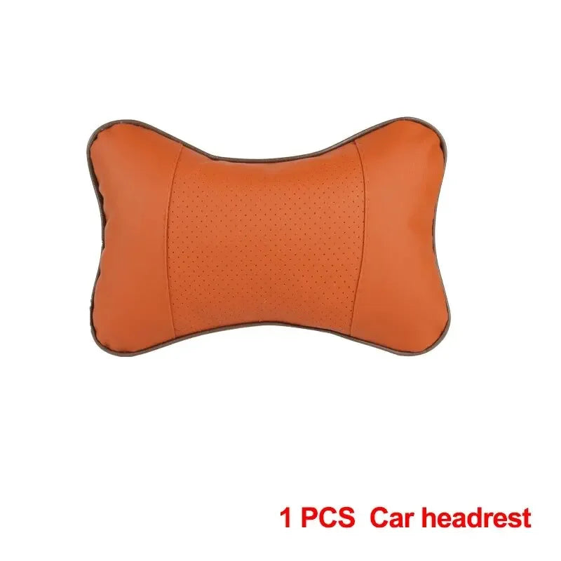 1pc PU Leather Car Neck Pillow Universal Headrest Pillow with Fiber Fill for Comfort Head Pain Relief in Vehicles