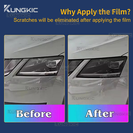6Pcs Car Headlight Protective Film For Skoda Octavia 3 Facelift 2017 2018 2019 Smoked Black Tint Wrap TPU Sticker