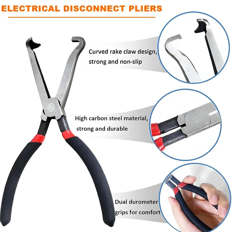 NEW 8" 60-Degree Electrical Disconnect Pliers For Automotive Connectors & Sensors - Angled Wire Plug Removal Tool