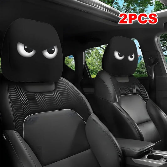 Personalized, funny, and fun car interior universal head cover, black and white head cover, car headrest, seat head cover