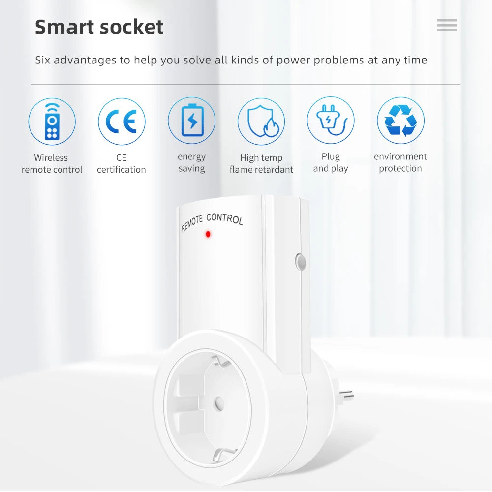 Smart Socket RF 433mhz Wireless Remote Control Outlet Adaptor Wall Electrical Switch Home Lamp For Smart Home EU UK US FR Plug