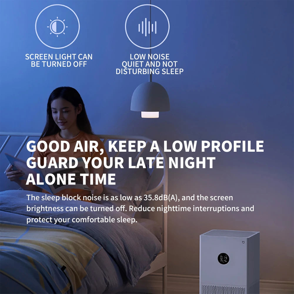 MIJIA Smart Air Purifier 4 Lite LED Display Quadruple Purification Aldehyde Removal Home Air Ionizer 35.8dB(A) Low noise