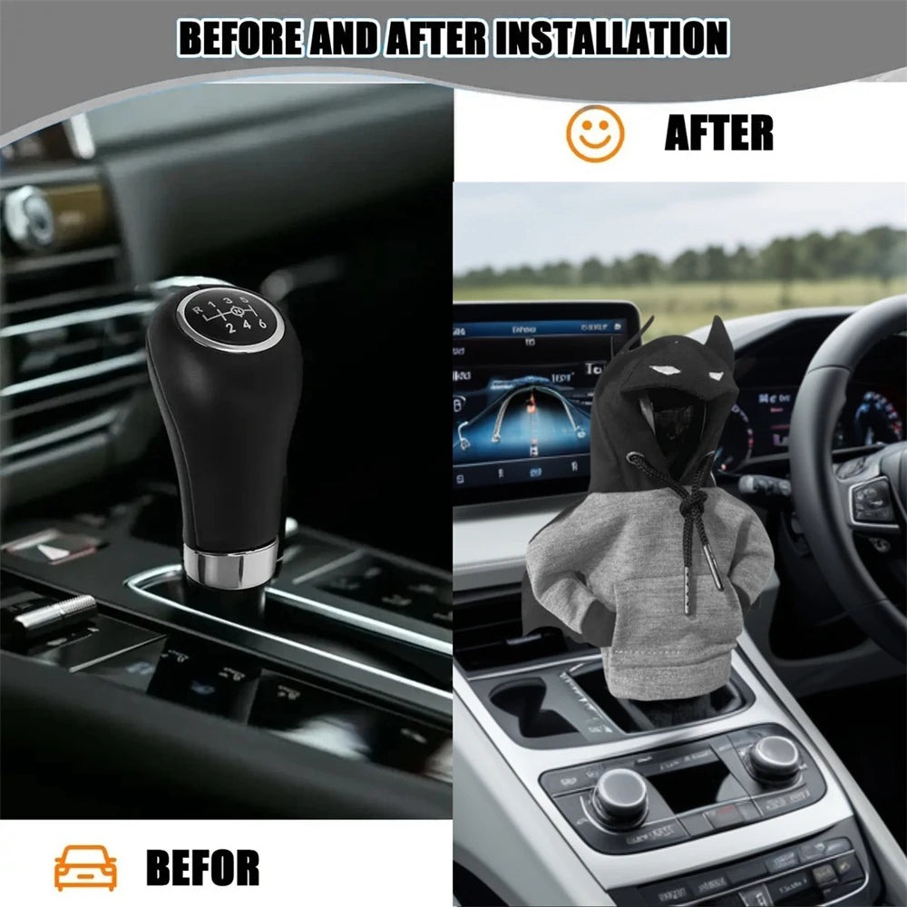 Bat Gear Shift Gearbox Cover Case Man Hooded Change Lever Sweatshirt Gear Shift Knob Cover Hoodie For Car Gear