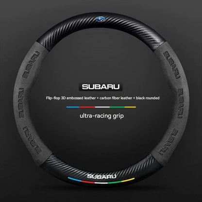 For Subaru Outback Brz Wrx Xv Ascent Forester Impreza Legacy Car Suede Carbon Fiber Leather Steering Wheel Cover Accessories