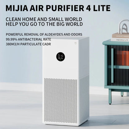 MIJIA Smart Air Purifier 4 Lite LED Display Quadruple Purification Aldehyde Removal Home Air Ionizer 35.8dB(A) Low noise