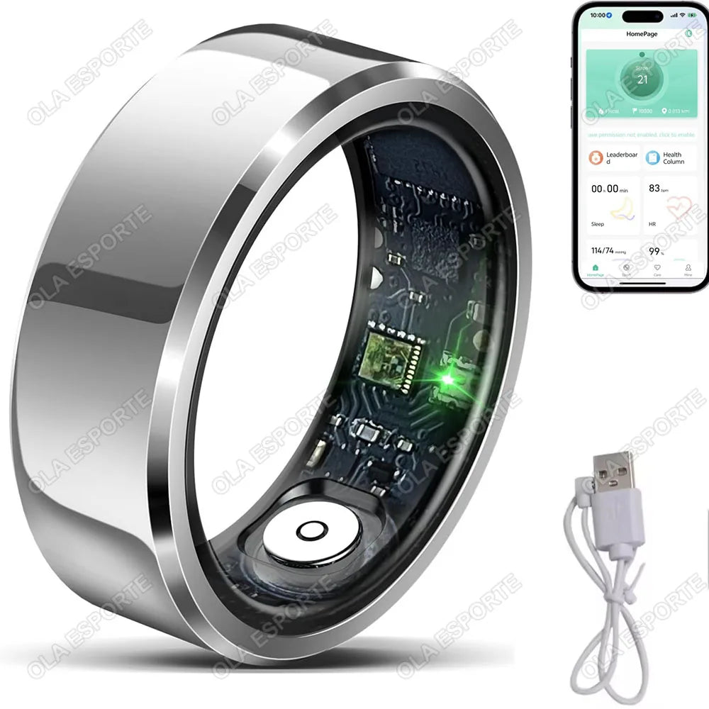 2026 Smart Ring Blood Pressure Heart Rate Sleep Monitoring Smartring IP68 & 5ATM Waterproof Multi-sport Mode Smartring Man Women