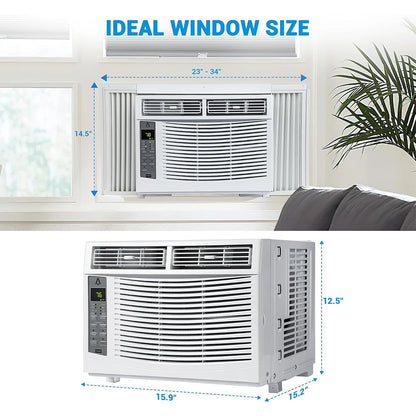 6000 BTU Smart Window Air Conditioner with WiFi - Cools Rooms to 250 Sq Ft, Remote & App Control for Bedroom Office