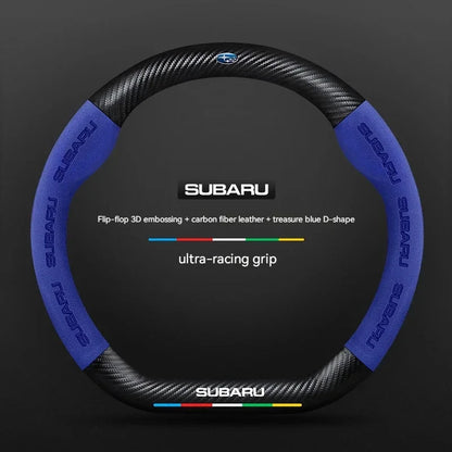 For Subaru Outback Brz Wrx Xv Ascent Forester Impreza Legacy Car Suede Carbon Fiber Leather Steering Wheel Cover Accessories