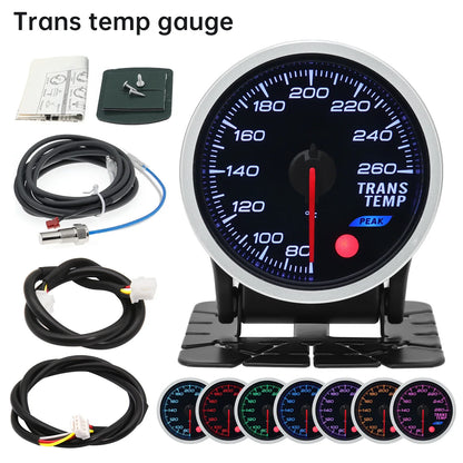 52MM Trans Temprature Gauge 80-260 Fahrenheit 80-260 Fahrenheit with 7 Color Backlight for 12V Gasoline Vehicle