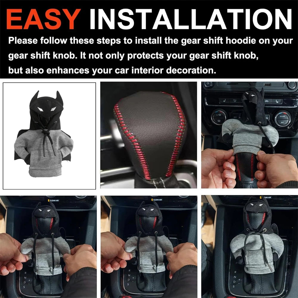 Bat Gear Shift Gearbox Cover Case Man Hooded Change Lever Sweatshirt Gear Shift Knob Cover Hoodie For Car Gear