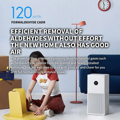 MIJIA Smart Air Purifier 4 Lite LED Display Quadruple Purification Aldehyde Removal Home Air Ionizer 35.8dB(A) Low noise