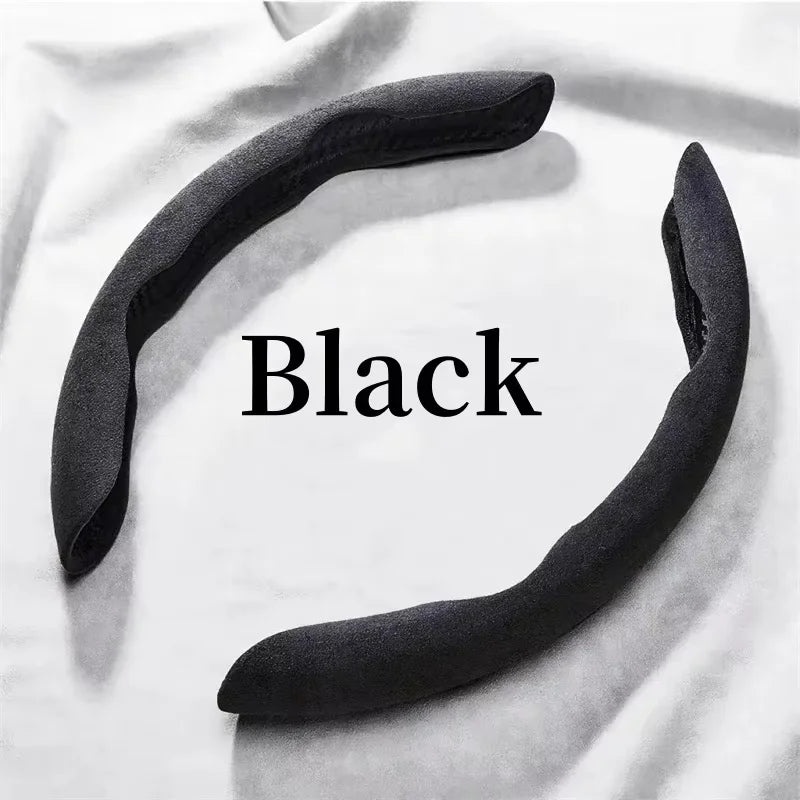 2026 Suede Universal 38CM Car Steering Wheel Booster Cover Non-Slip Auto Interior Steer Protector Decoration Accessories-Brown