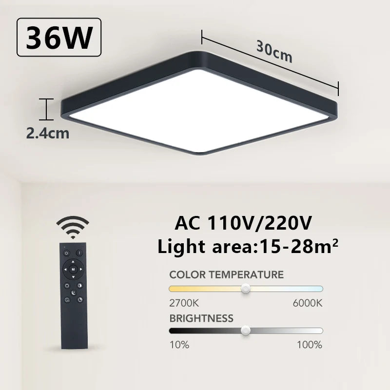 MARPOU Tuya Smart LED Ceiling Lamp Wood Grain App Voice Control Alexa/Google Remote Control Square Ceiling Lights Living Room