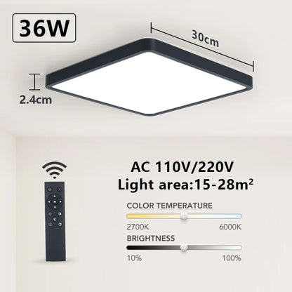 MARPOU Tuya Smart LED Ceiling Lamp Wood Grain App Voice Control Alexa/Google Remote Control Square Ceiling Lights Living Room