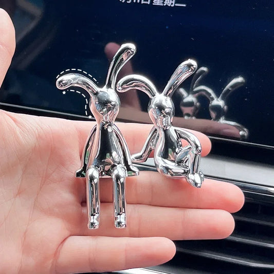Cute Rabbit Cartoon Animal Ornaments Car Interior Decoration for Center Console Dashboard Fashion Auto Accessories