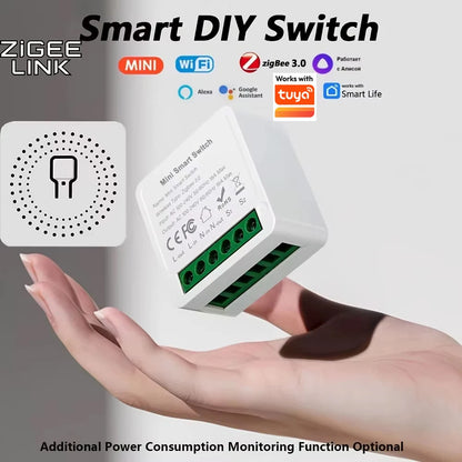 Smart WiFi/Zigbee 3.0 Mini Smart Switch For Tuya 16A/20A 2-Way Control Breaker Timer Relay Module APP Control Alexa Google Home