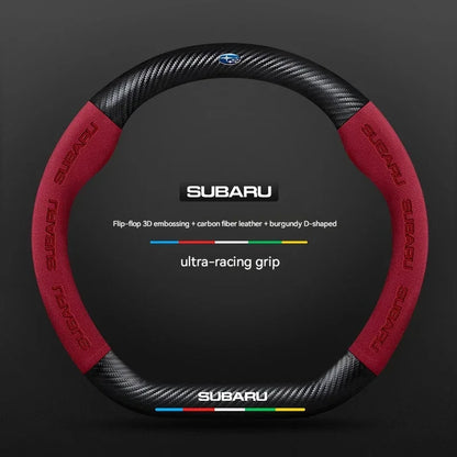 For Subaru Outback Brz Wrx Xv Ascent Forester Impreza Legacy Car Suede Carbon Fiber Leather Steering Wheel Cover Accessories