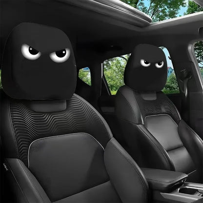 Personalized, funny, and fun car interior universal head cover, black and white head cover, car headrest, seat head cover
