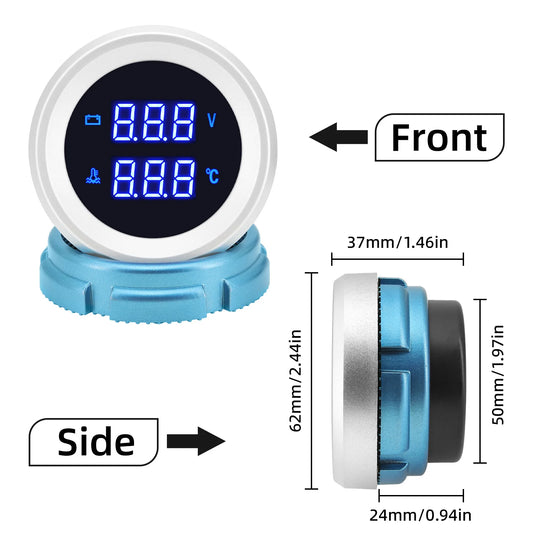 New 2" 52mm Digital Car Truck Water Temp Gauge with 10mm Temperature Sensor Temperatura Voltage Voltmeter Blue LED 12V/24V