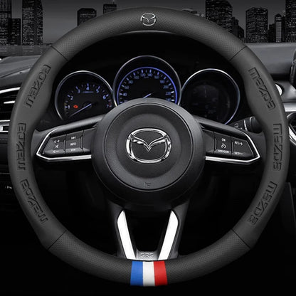 3D Embossing Leathe Car Steering Wheel Cover For Mazda 3 5 6 SKYACTIV Axela Atenza CX30 CX5 CX8 CX9 MX5 RX8 RX7 BT50 Accessories