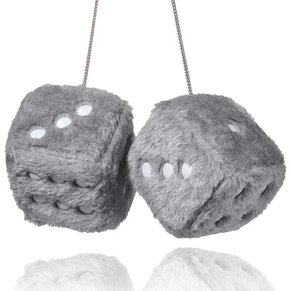 1 Fuzzy Plush Dice with Dots Retro Square Plush Hanging Mirror Fuzzy Dices Kid Toys for Pink Car Interior Ornament Decoration