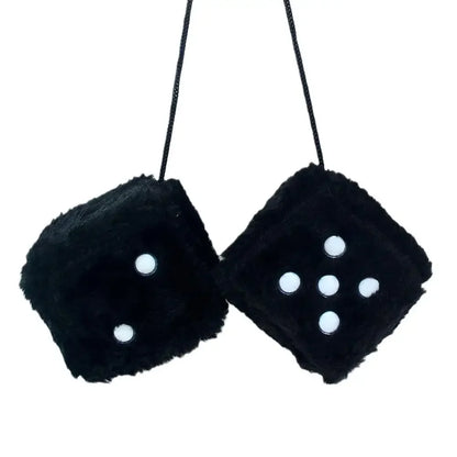 Fuzzy Plush Dice for Car Mirror Pair of Retro Pink Dice with White Dots for Car Interior Hanging Ornament Decoration