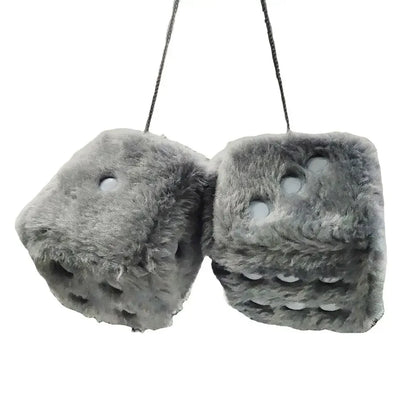 Fuzzy Plush Dice for Car Mirror Pair of Retro Pink Dice with White Dots for Car Interior Hanging Ornament Decoration