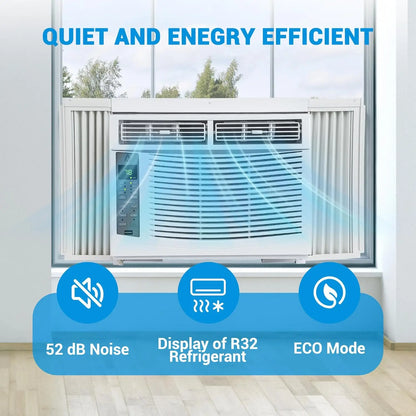 6000 BTU Smart Window Air Conditioner with WiFi - Cools Rooms to 250 Sq Ft, Remote & App Control for Bedroom Office