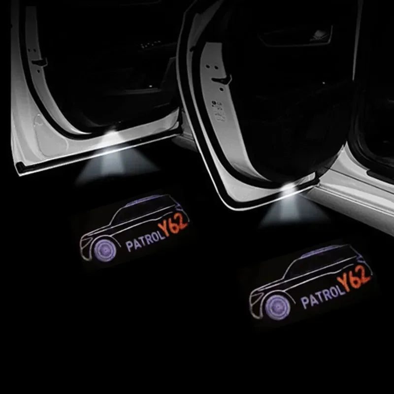 2Pcs Led Logo Car Door Welcome Light For Patrol Y62 2010-2021 Auto Accessories Laser Projector Emblem Shadow Car Light