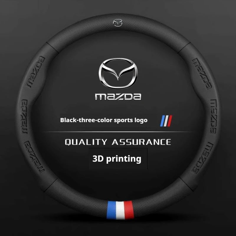 3D Embossing Leathe Car Steering Wheel Cover For Mazda 3 5 6 SKYACTIV Axela Atenza CX30 CX5 CX8 CX9 MX5 RX8 RX7 BT50 Accessories