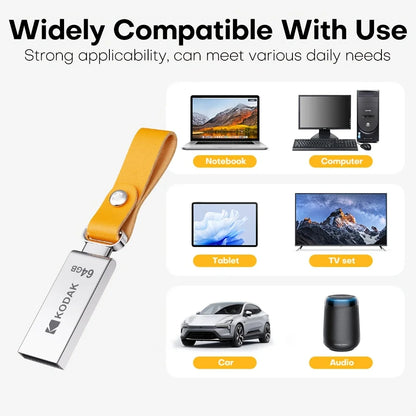 Kodak metal USB flash drive, 32GB/64GB/128GB USB 2.0, portable car music USB storage drive, suitable for business and office use