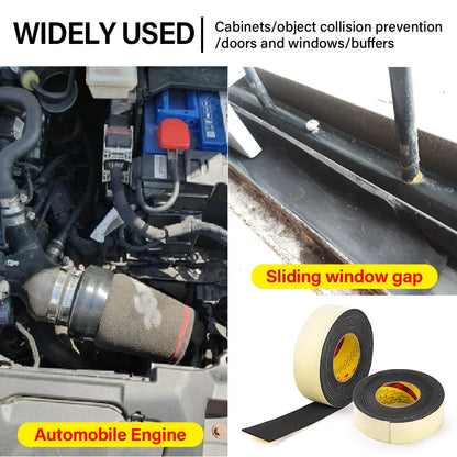 1 Roll 5mX50mmX3mm Eva Black Foam Sponge Rubber Strip Tape Door Window Soundproof Anti-Collision Car Interior Sound Insulation
