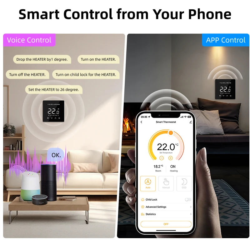 WiFi Thermostat for Electric Floor Heating Water/Gas Boiler Smart Tuya Programmable Temperature Controller Google Home Alexa