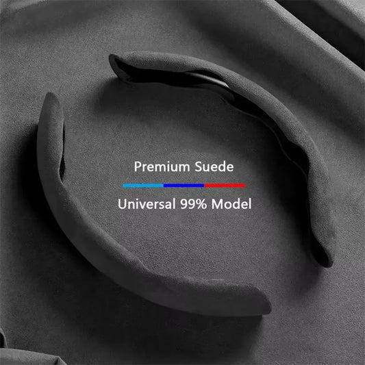 2026 Suede Universal 38CM Car Steering Wheel Booster Cover Non-Slip Auto Interior Steer Protector Decoration Accessories-Brown