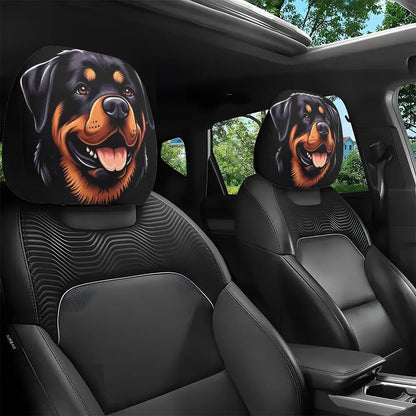 A two-piece set of loyal and cute tongue-sticking dog car headrest covers, suitable for long-distance driving or daily commuting