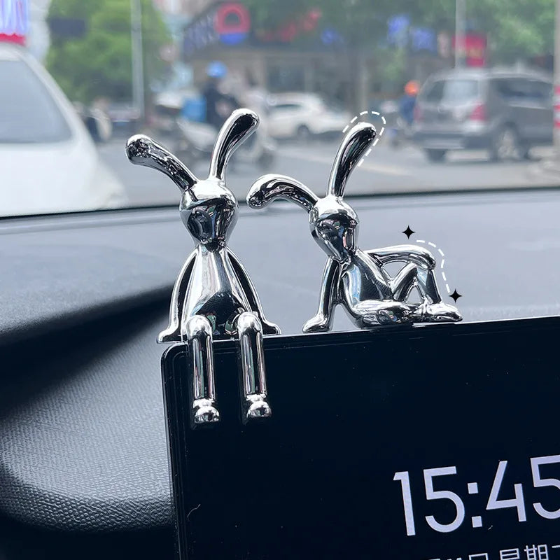 Cute Rabbit Cartoon Animal Ornaments Car Interior Decoration for Center Console Dashboard Fashion Auto Accessories