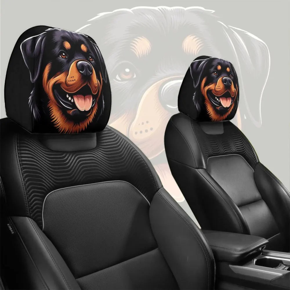 A two-piece set of loyal and cute tongue-sticking dog car headrest covers, suitable for long-distance driving or daily commuting