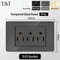 118 Series 118*75mm Tempered Glass US Thai Wall Socket Dual USB Type-C Ports Light Switch Smart Home Appliance 110V Home Office