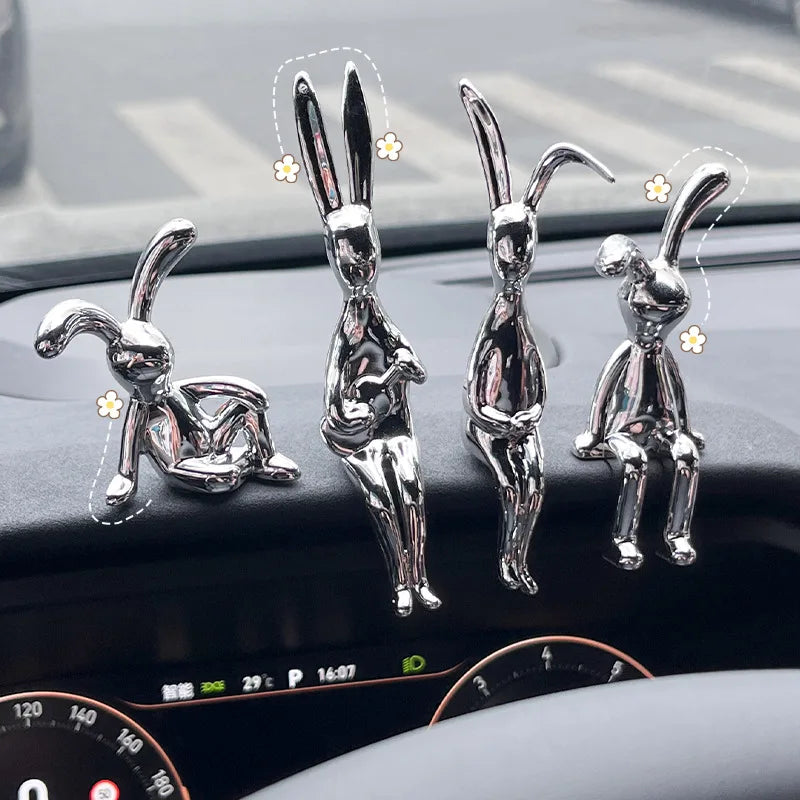 Cute Rabbit Cartoon Animal Ornaments Car Interior Decoration for Center Console Dashboard Fashion Auto Accessories
