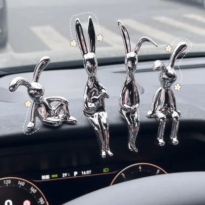 Cute Rabbit Cartoon Animal Ornaments Car Interior Decoration for Center Console Dashboard Fashion Auto Accessories