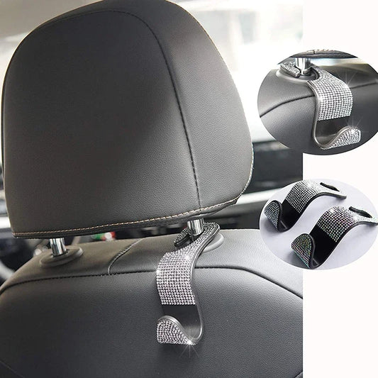Rhinestone Car Seat Back Hook Bling Diamond Hanger Auto Back Universal Headrest Mount Storage Holder Car Interior Accessories