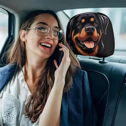 A two-piece set of loyal and cute tongue-sticking dog car headrest covers, suitable for long-distance driving or daily commuting