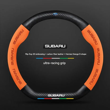 For Subaru Outback Brz Wrx Xv Ascent Forester Impreza Legacy Car Suede Carbon Fiber Leather Steering Wheel Cover Accessories