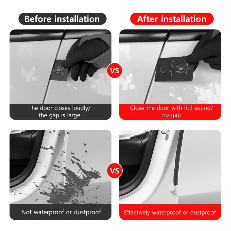 NovaAcc Noise Reduction Sealing Strip For Tesla Model Y 3 Front Rear Door Instrument Panel Trunk Waterproof Dustproof Rubber