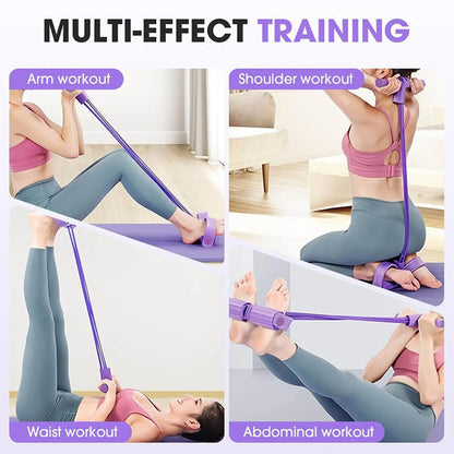 6-Tube Resistance Band Multi Function Tension Rope Fitness Bands 6-Tube Elastic Yoga Pedal Puller For Sports Exercises At Gym